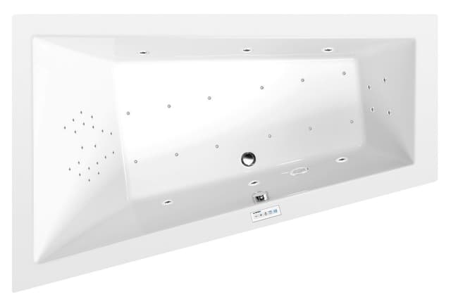 TRIANGL L wanna z hydromasażem, 180x120x50cm, Highline Hydro-Air, chrom