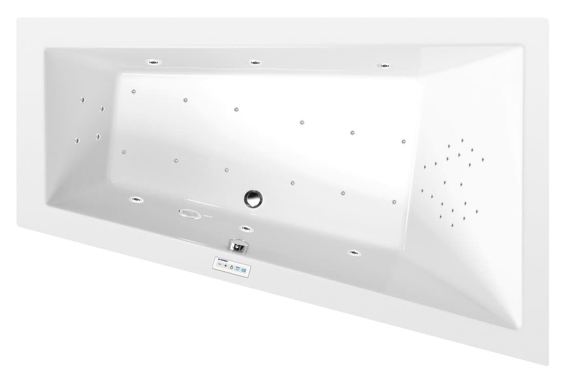 TRIANGL R wanna z hydromasażem, 180x120x50cm, Highline Hydro-Air, chrom