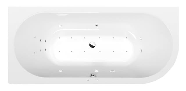VIVA L wanna z hydromasażem, 175x80x47cm, Attraction Hydro-Air, chrom