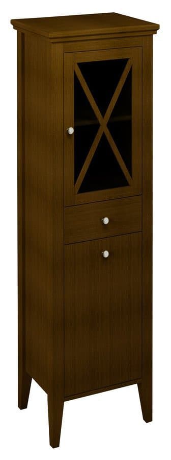 CROSS szafka wysoka z koszem na bieliznę 49x170x39cm, prawa, buk