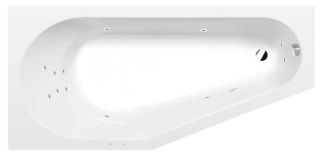 PROJEKTA L wanna z hydromasażem, 160x80x44cm, Attraction Hydro, chrom