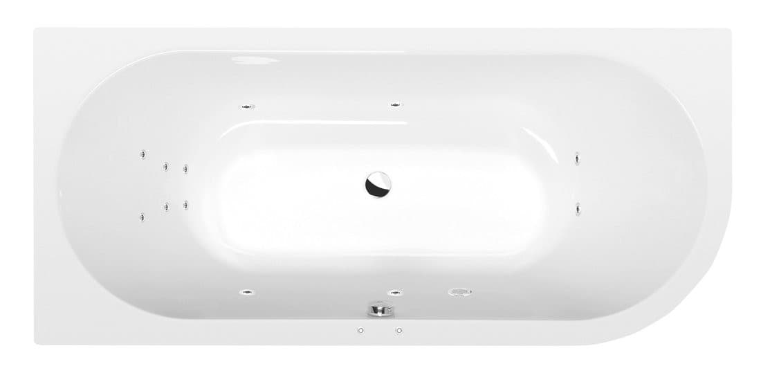 VIVA L wanna z hydromasażem, 175x80x47cm, Attraction Hydro, chrom