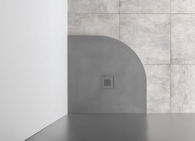 MITIA sprchová vanička z litého mramoru, čtvrtkruh 90x90cm, šedá