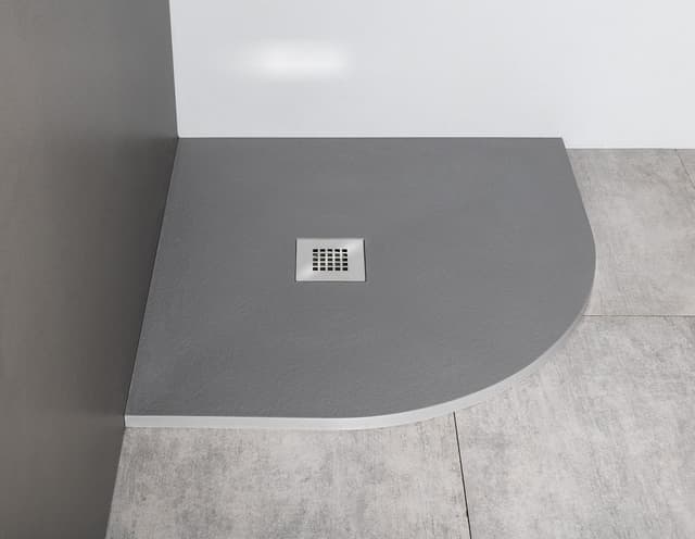 MITIA sprchová vanička z litého mramoru, čtvrtkruh 90x90cm, šedá