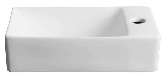 MARGITHA umywalka ceramiczna 38x22cm, otwór na baterię po prawej stronie, biały