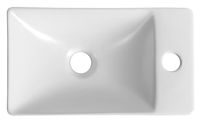 MARGITHA umywalka ceramiczna 38x22cm, otwór na baterię po prawej stronie, biały