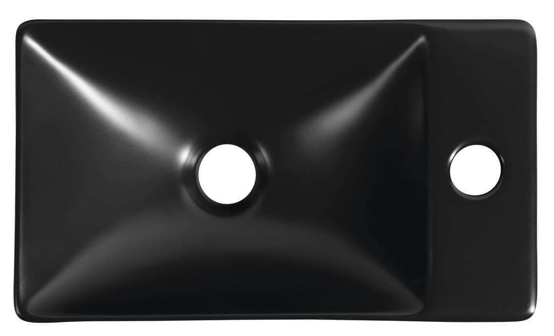 MARGITHA umywalka ceramiczna 38x22cm, otwór na baterię po prawej stronie, czarny mat