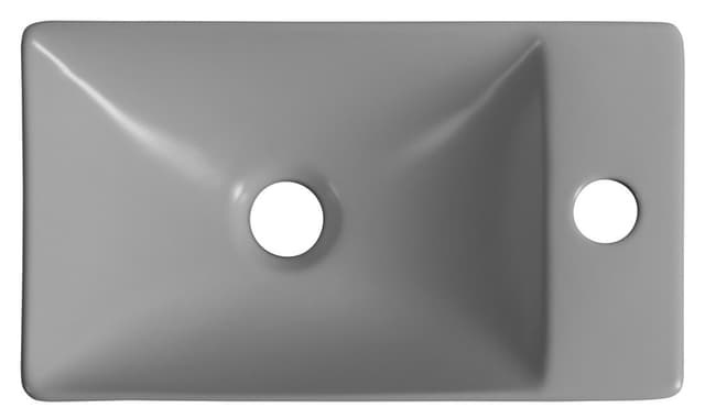 MARGITHA umywalka ceramiczna 38x22cm, otwór na baterię po prawej stronie, szary