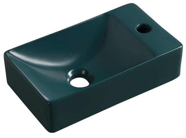MARGITHA umywalka ceramiczna 38x22cm, otwór na baterię po prawej stronie, petrol