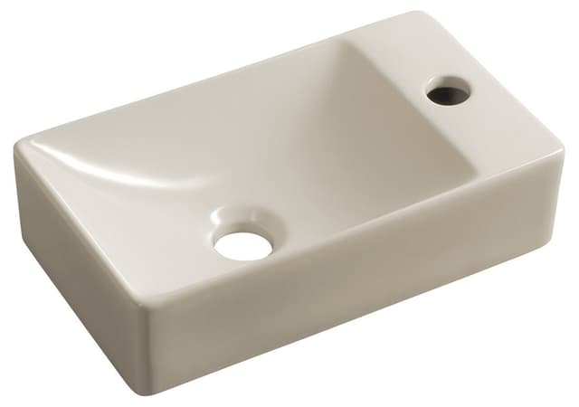 MARGITHA umywalka ceramiczna 38x22cm, otwór na baterię po prawej stronie, beżowy