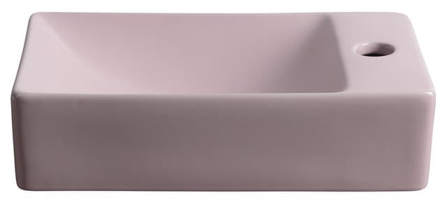 MARGITHA umywalka ceramiczna 38x22cm, otwór na baterię po prawej stronie, różowy