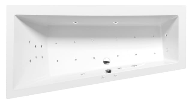 ANDRA L wanna z hydromasażem, 160x90x45cm, Attraction Hydro-Air, chrom