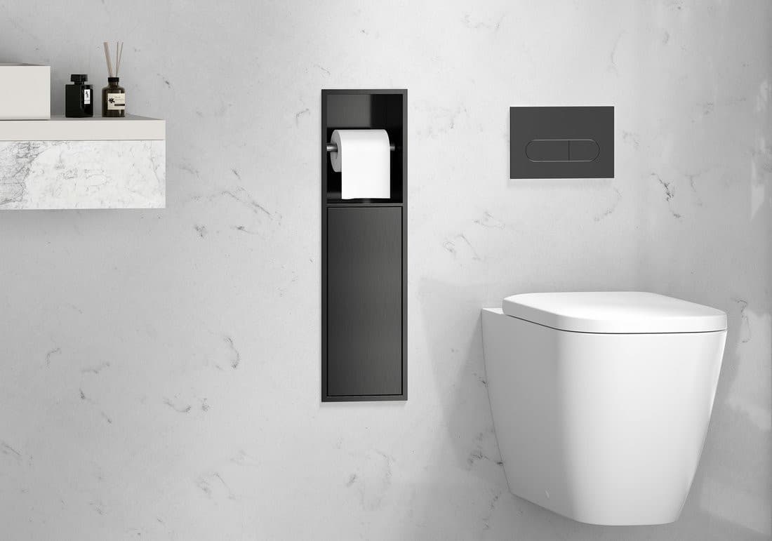 INSERTA podtynkowy uchwyt na papier toaletowy, 600x170mm, stal nierdzewna, gun metal