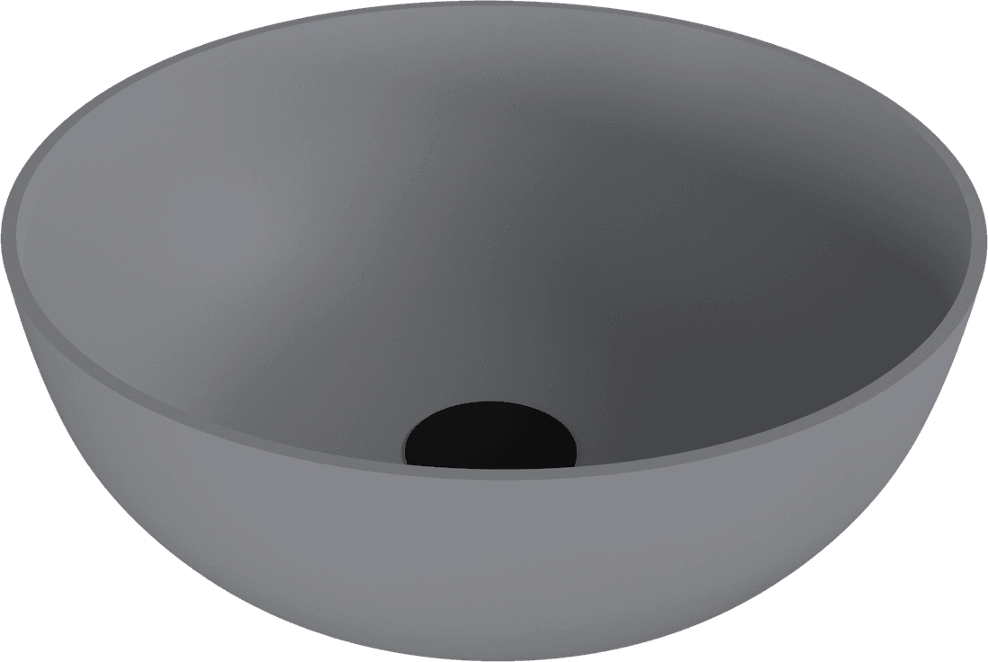 BANERA ROUND umywalka kompozytowa nablatowa, Ø 39 cm, szary mat
