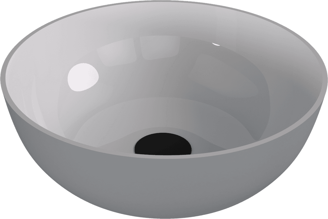 BANERA ROUND umywalka kompozytowa nablatowa, Ø 39 cm, biały/szary mat