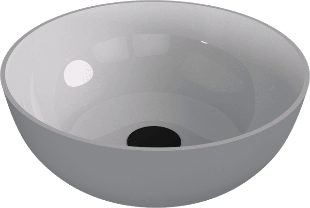 BANERA ROUND umywalka kompozytowa nablatowa, Ø 39 cm, biały/szary mat