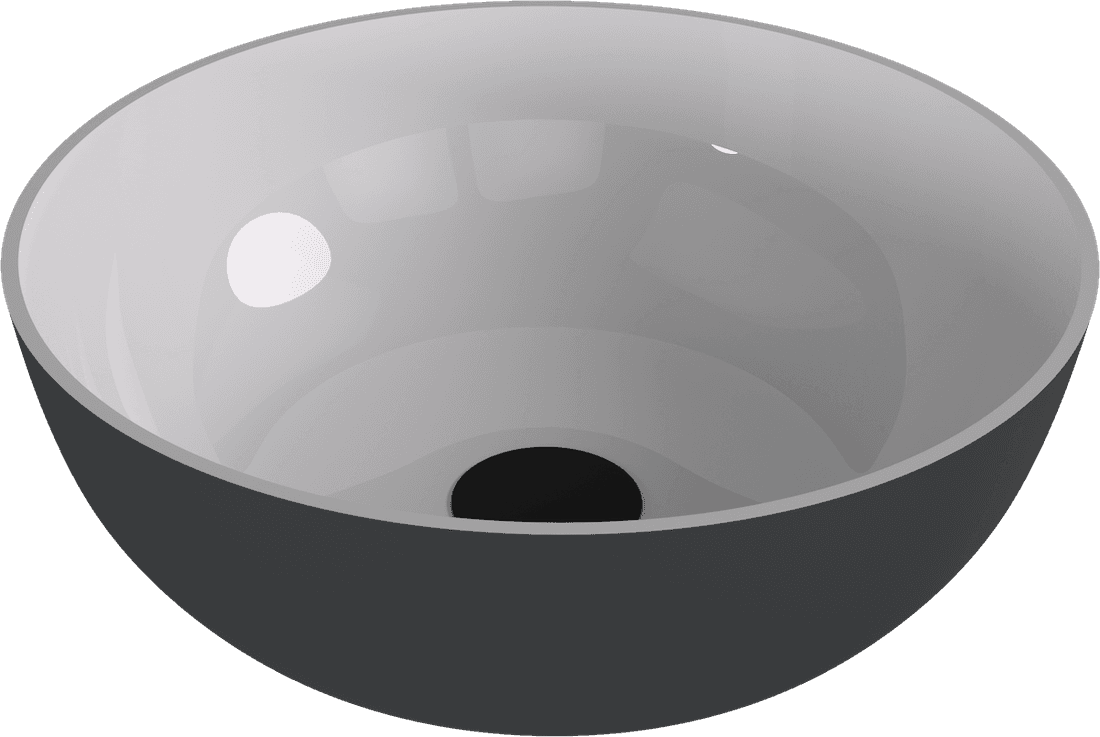 BANERA ROUND umywalka kompozytowa nablatowa, Ø 39 cm, biały/antracyt mat