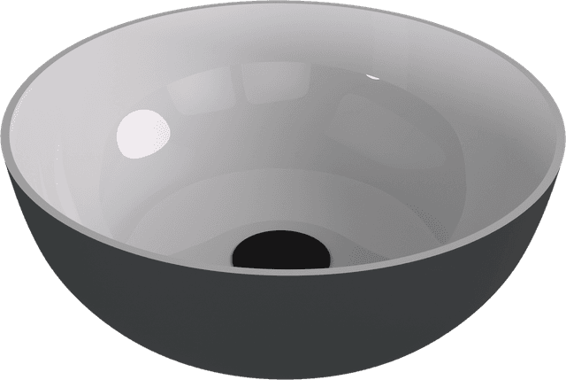 BANERA ROUND umywalka kompozytowa nablatowa, Ø 39 cm, biały/antracyt mat