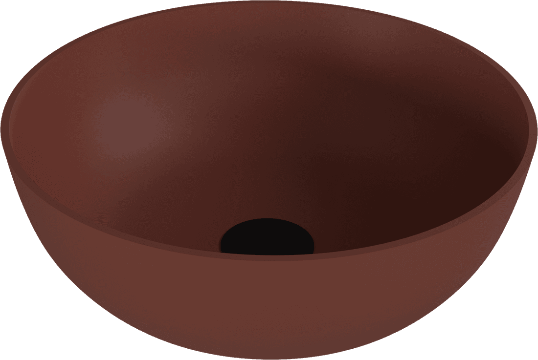 BANERA ROUND umywalka kompozytowa nablatowa, Ø 39 cm, brązowy mat