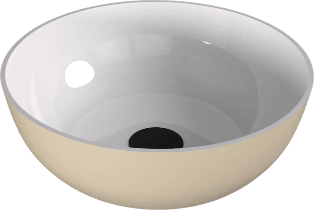BANERA ROUND umywalka kompozytowa nablatowa, Ø 39 cm, biały/beż mat