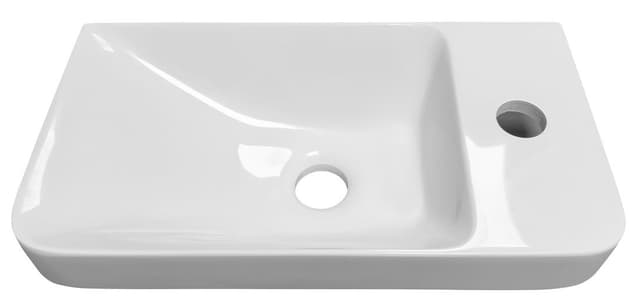 ZORBA umywalka 40x22cm, odlew marmurowy, bateria po prawej stronie, biały