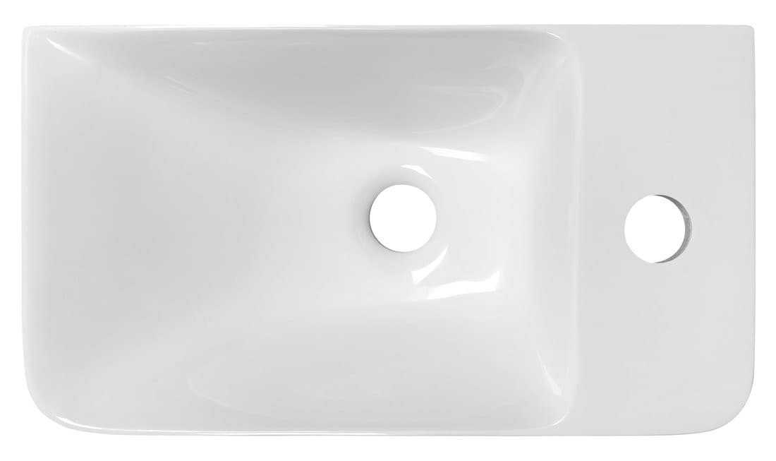 ZORBA umywalka 40x22cm, odlew marmurowy, bateria po prawej stronie, biały