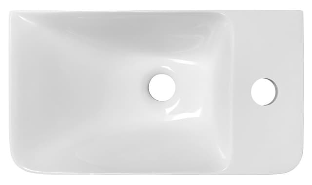 ZORBA umywalka 40x22cm, odlew marmurowy, bateria po prawej stronie, biały