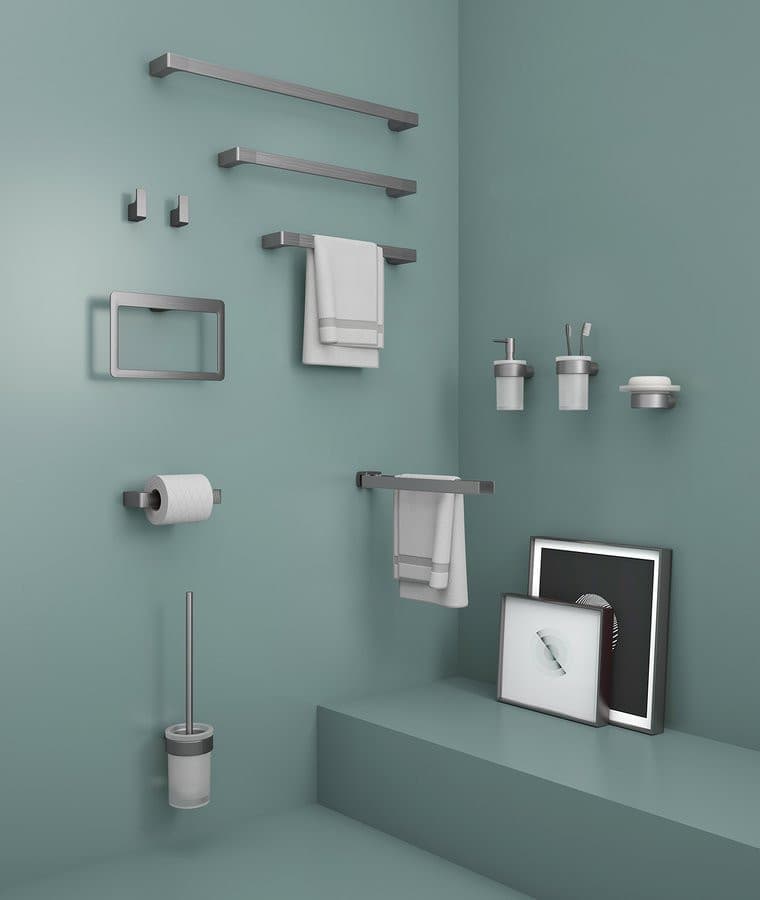 PIRENEI obrotowy wieszak na ręczniki podwójny 350mm, gun metal