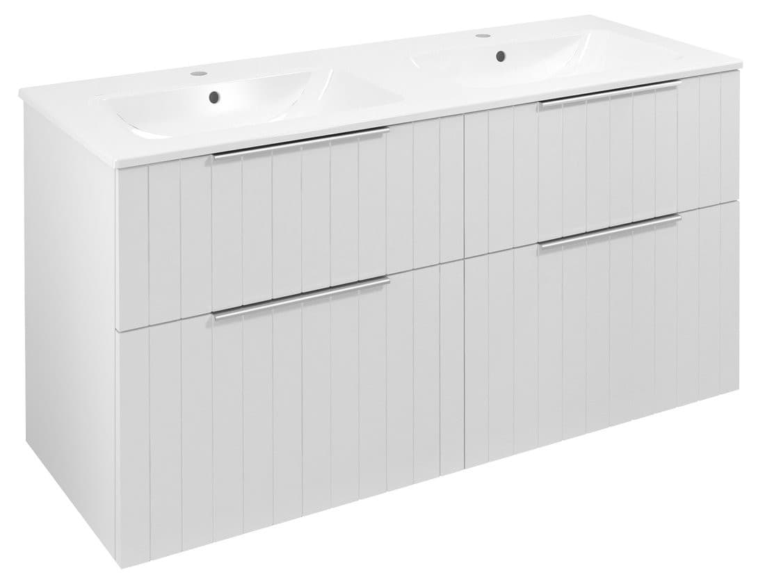 CIRASA szafka umywalkowa z podwójną umywalką 121x66x46cm, biały mat strip