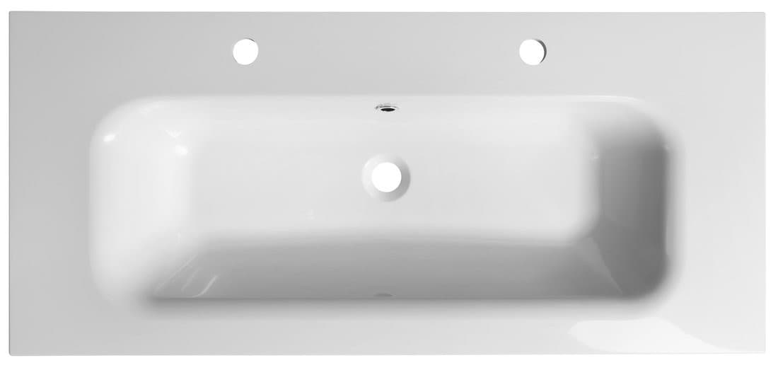 SIDRA umywalka kompozytowa 101x46cm, 2 otwory na baterie, biała