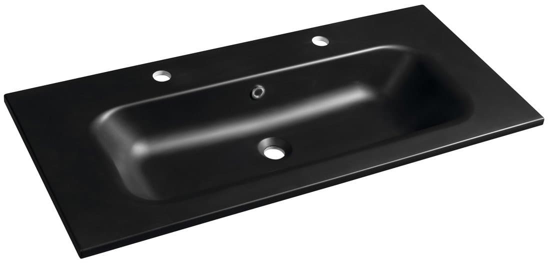 SIDRA umywalka kompozytowa 101x46cm, 2 otwory na baterie, czarny mat