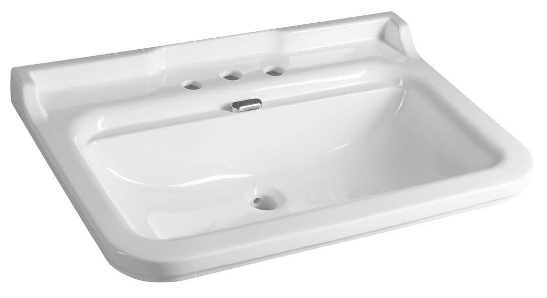 WALDORF umywalka ceramiczna 80x55cm, z 3 otworami na baterię, biały