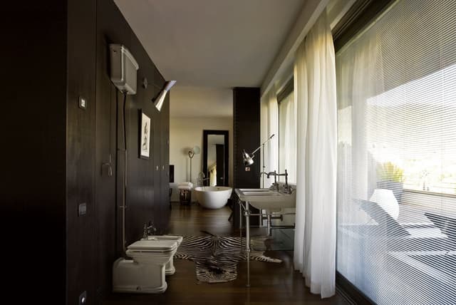 WALDORF podpora podwójnej umywalki 150 cm z półką szklaną, chrom