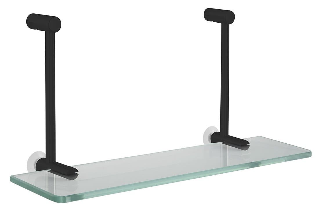 Półka szklana do powieszenia na kabinie prysznicowej 400x180x125mm, czarny mat