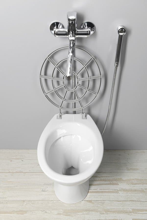 Komora gospodarcza stojąca z rusztem 36x47cm, tylny odpływ, biały