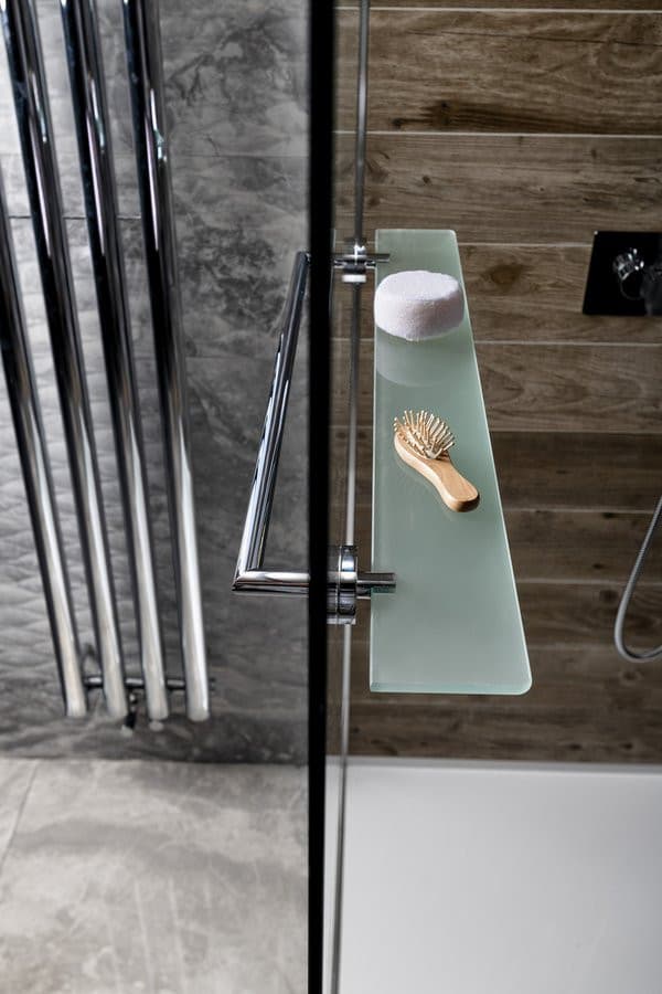 X-ROUND półka z wieszakiem na ręczniki do kabin ARCHITEX, chrom