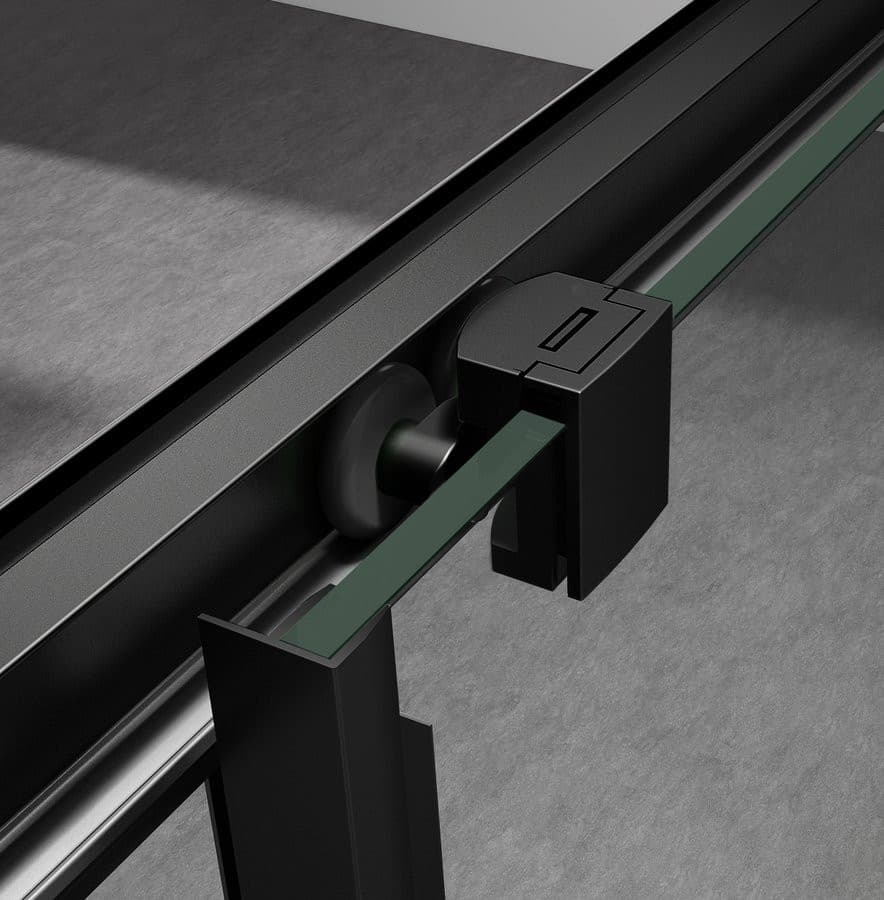 SIGMA SIMPLY BLACK drzwi prysznicowe przesuwne, wejście z rogu 800 mm, szkło BRICK