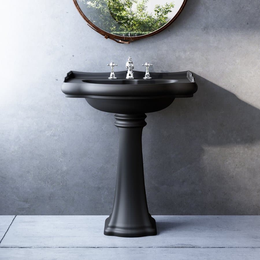 RETRO uniwersalny ceramiczny postument do umywalek 56,69,73cm, czarny mat