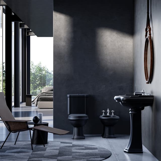 RETRO uniwersalny ceramiczny postument do umywalek 56,69,73cm, czarny mat