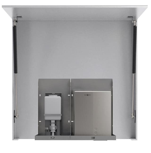 BASIC Szafka z lustrem 80cm z automatycznym dozownikiem mydła i suszarką do rąk