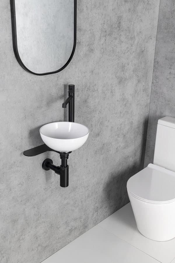 TETRIS wspornik pod umywalkę z otworem na baterię po prawej stronie, czarny mat