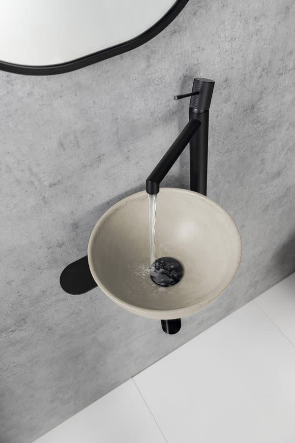 TETRIS wspornik pod umywalkę z otworem na baterię po prawej stronie, czarny mat