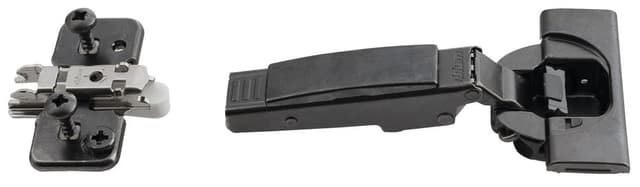 BLUM zawias meblowy , nakładany, soft close, z zaślepkami, onyks czarny