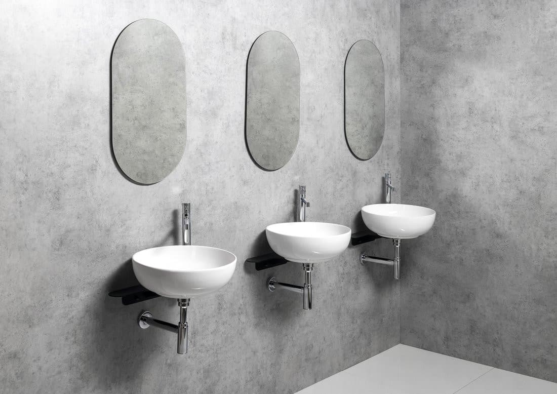 TETRIS umywalka i wspornik z otworem na baterię po prawej stronie, czarny mat