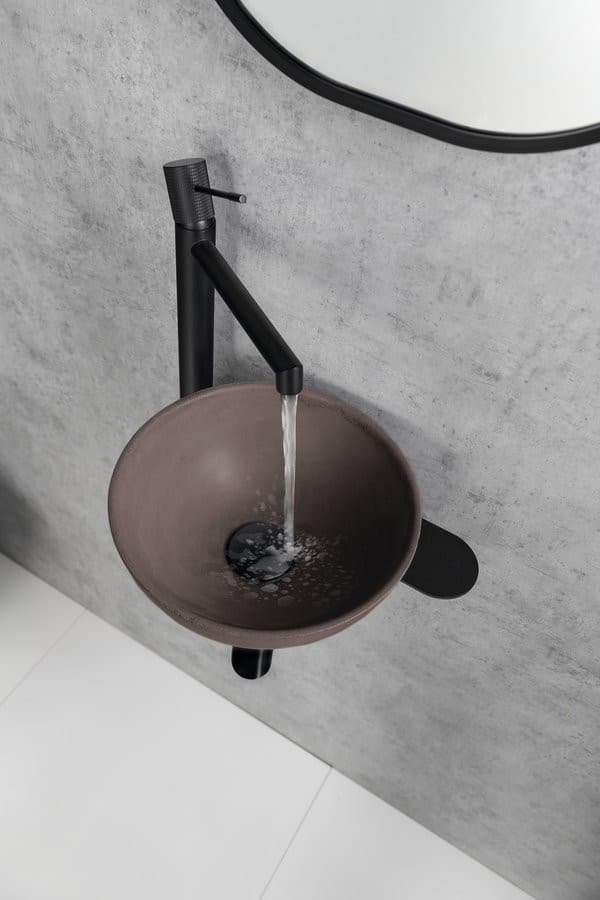 TETRIS umywalka i wspornik z otworem na baterię po lewej stronie, czarny mat