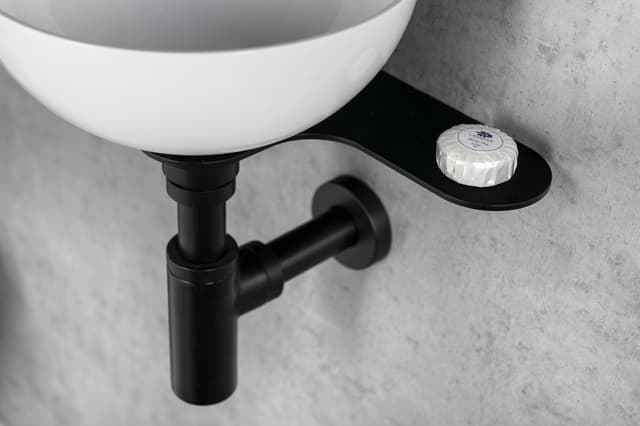 TETRIS umywalka i wspornik z otworem na baterię po lewej stronie, czarny mat