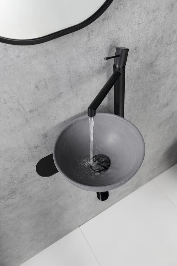 TETRIS umywalka i wspornik z otworem na baterię po prawej stronie, czarny mat