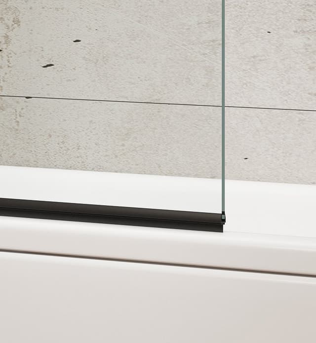 WILA parawan wannowy 900x1400 mm, składany, czarny, szkło czyste