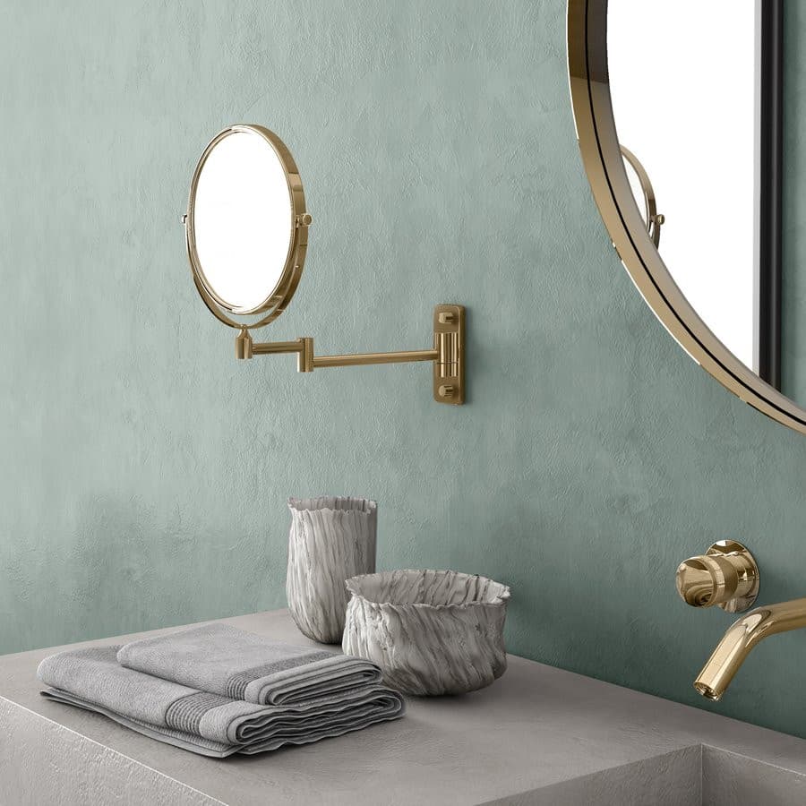 GAIA wiszące lusterko kosmetyczne, średnica 180mm, dwustronne, złoto mat