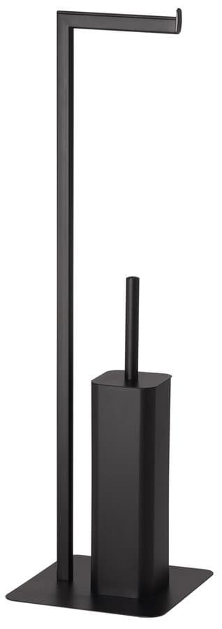 FELIX wieszak na papier toaletowy, szczotką toaletową, kwadratowy, czarny mat